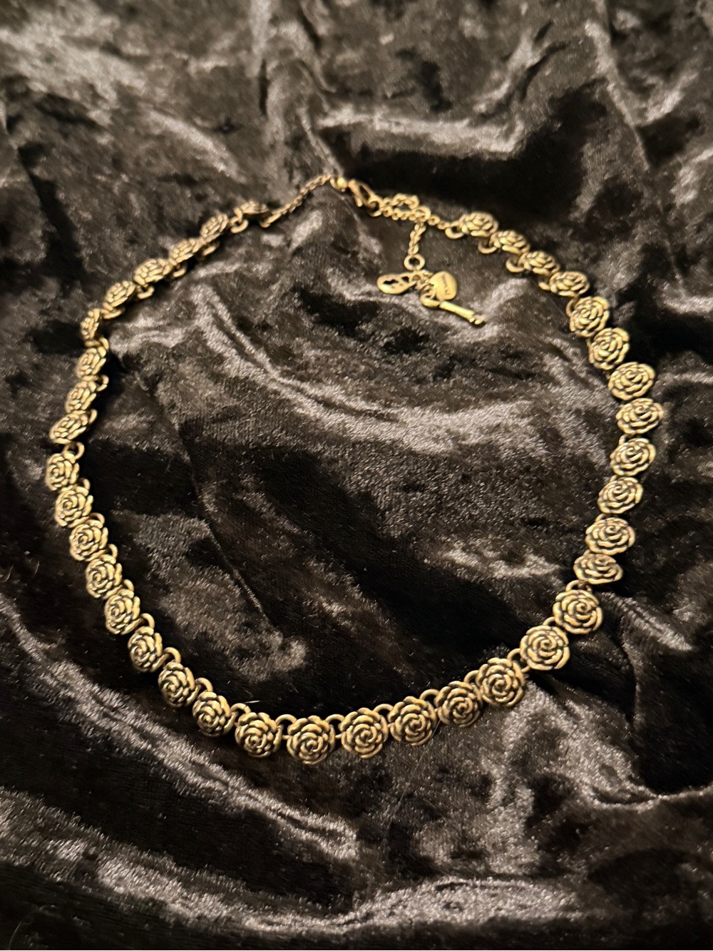 Fossil Vintage Rose Link Choker Necklace Gold